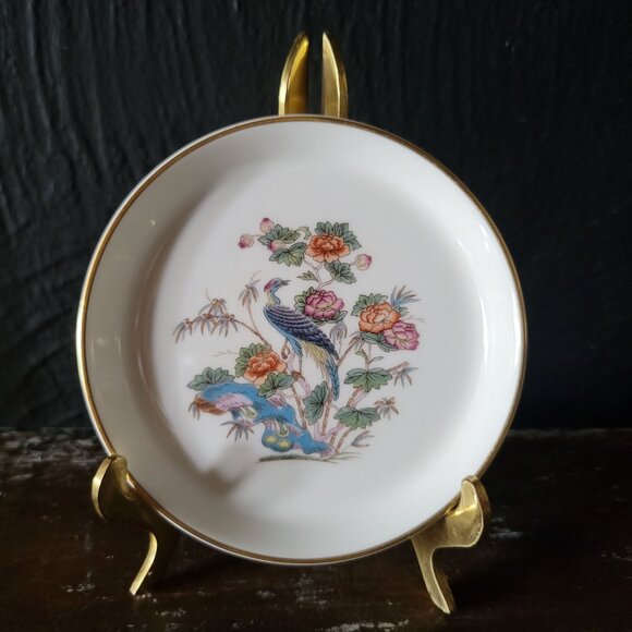 Vintage Wedgwood Kutani Crane Coaster Trinket Dish English Bone China 4" - Picture 1 of 3